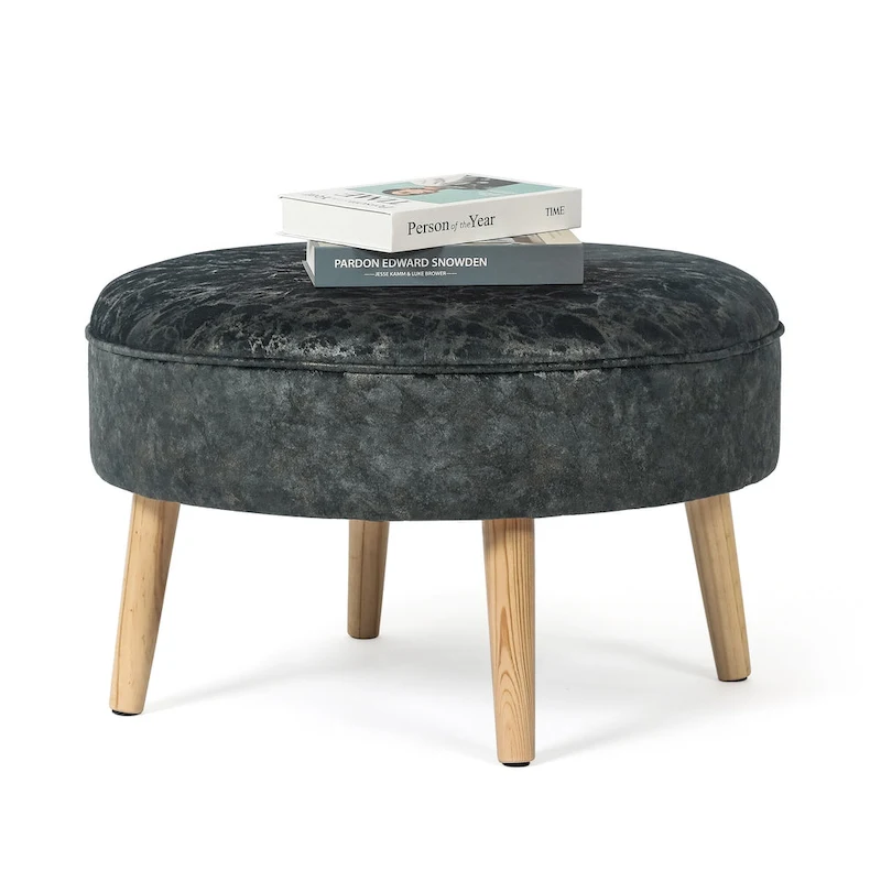 Adeco Carrington Juttersbo Round Tufted Fabric Ottoman