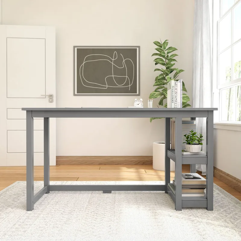 Plank and Beam Desk with Bookshelves