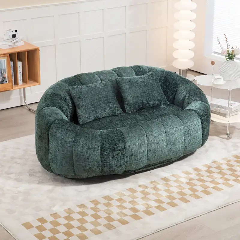 Emerald Modern 59 Chenille Loveseat Chaise Lounge Chair