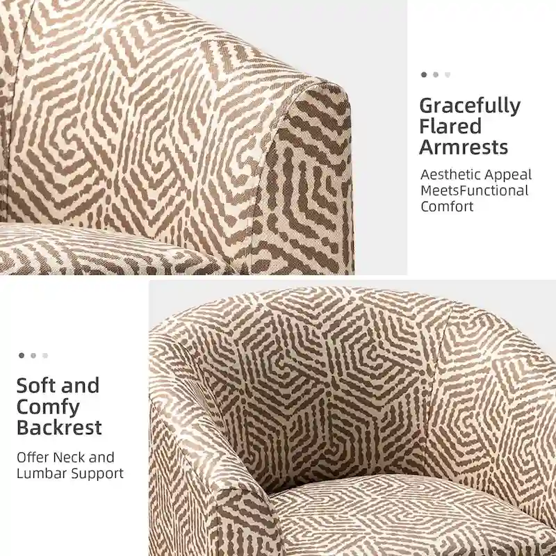 Cuenca Modern Upholstered Barrel Chair with Swivel Base Set of 2