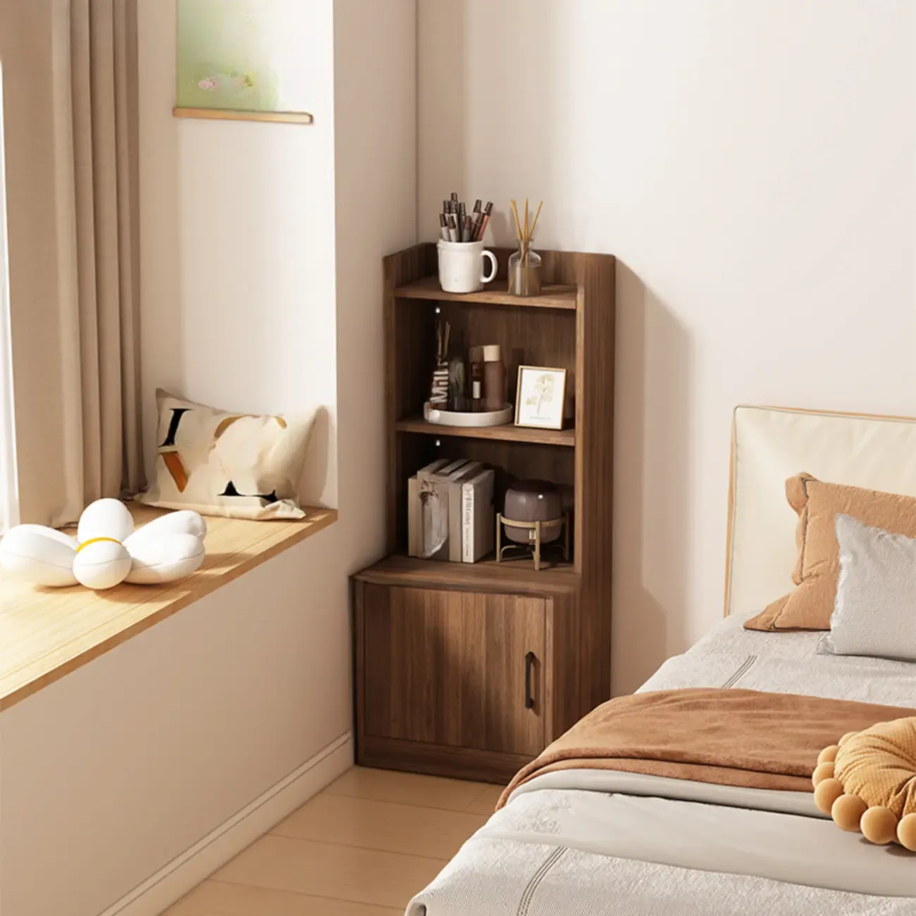 Multi-functional Wooden 5-Shelf Closed Back White Bookcase