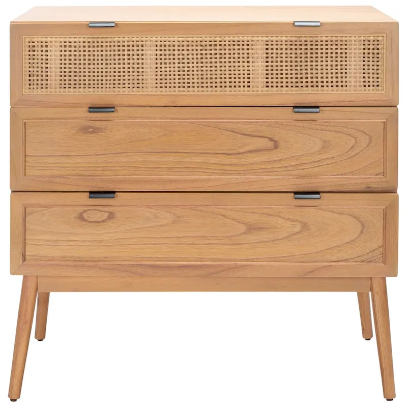 SAFAVIEH Siddie Mid-Century 3-Drawer Rattan Chest - 36Wx18Dx36H