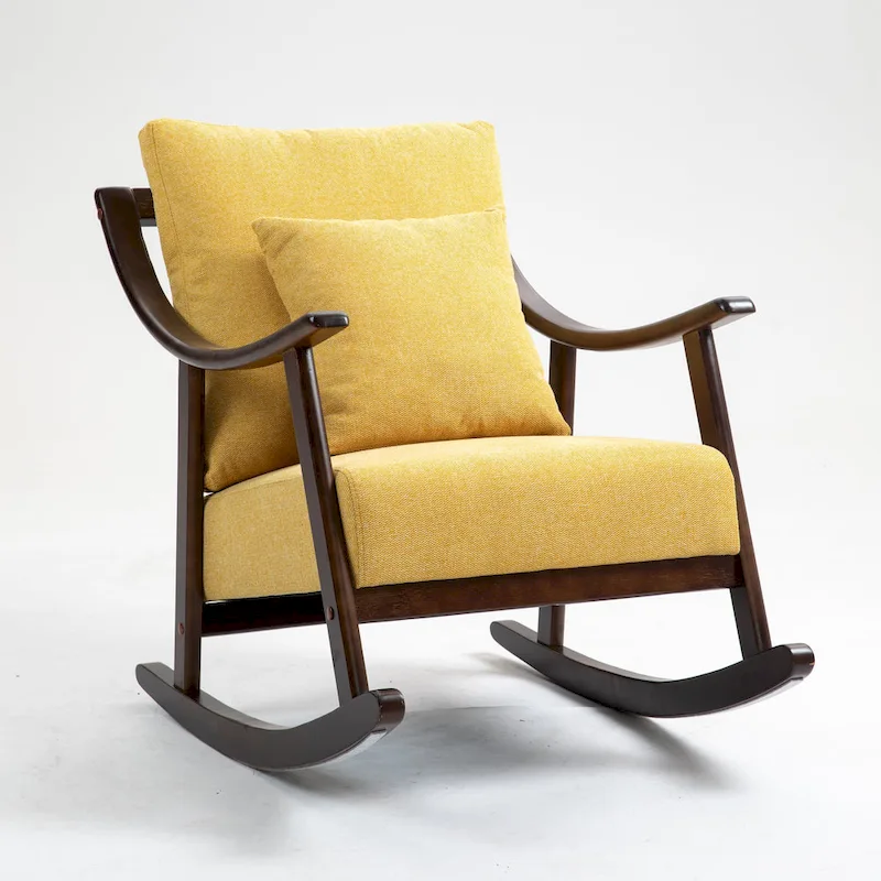 Linen Solid Wood Rocking Arm Chair