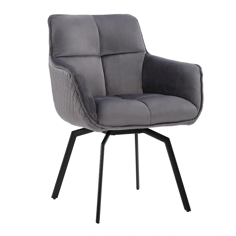Swivel Velvet Accent Chair with Metal Legs