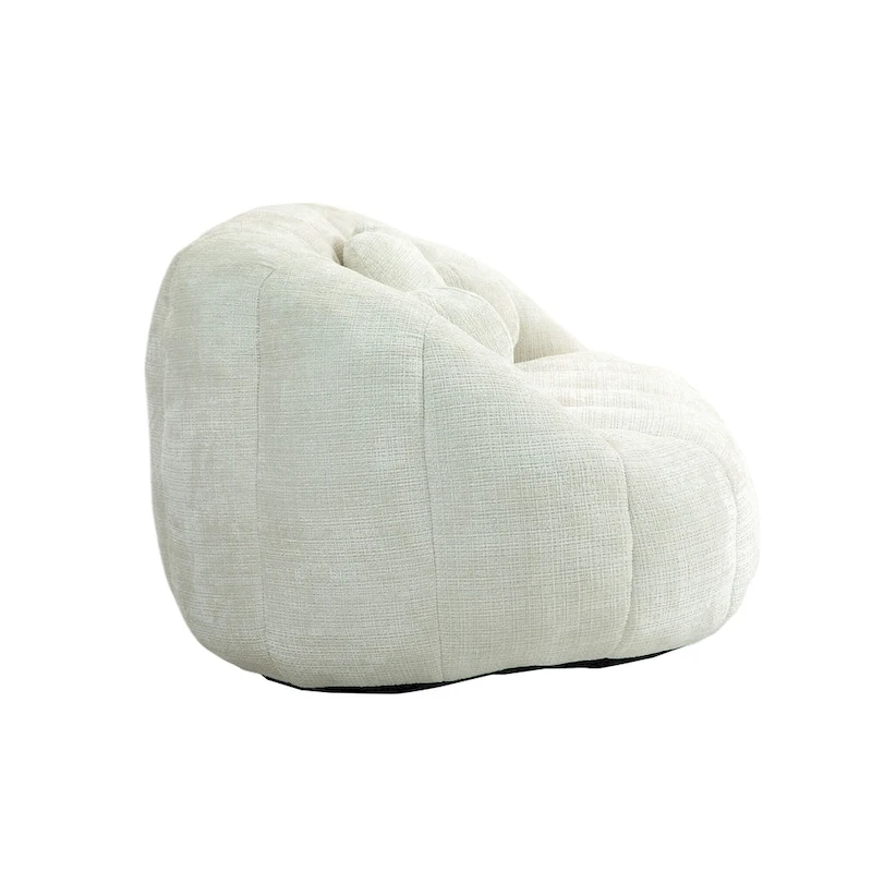 White 63.78  Chenille Upholstered Lounge Chair with High Density Foam