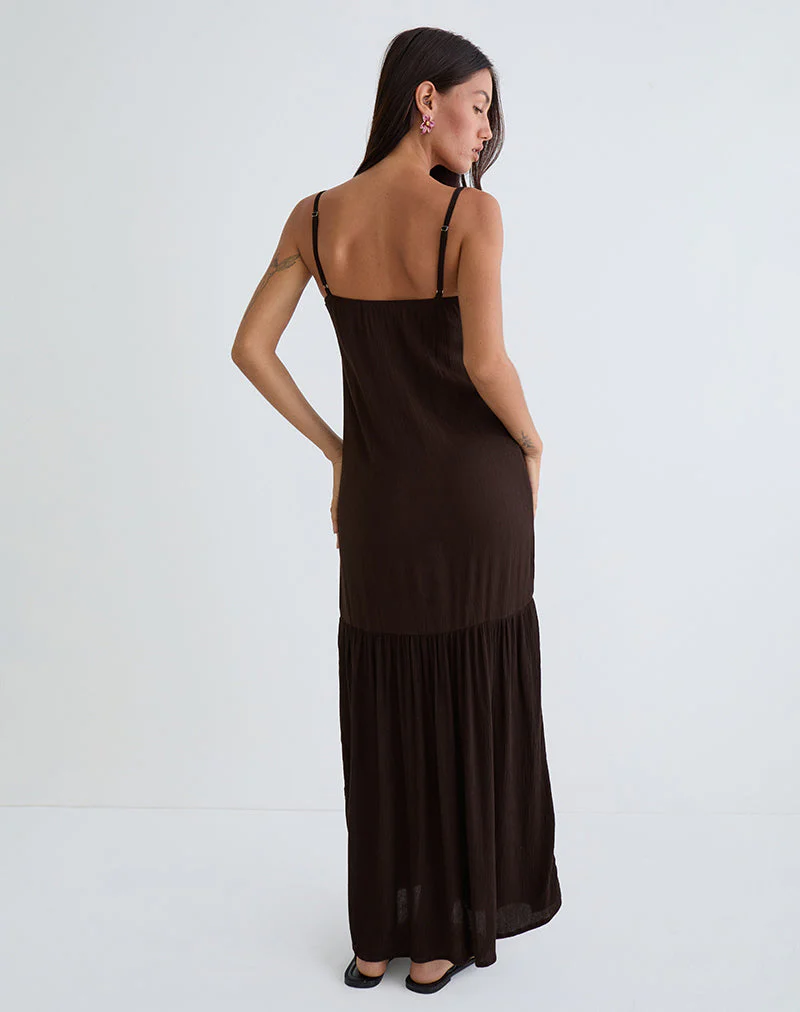 Jenesis Maxi Dress in Crinkle Bitter Chocolate