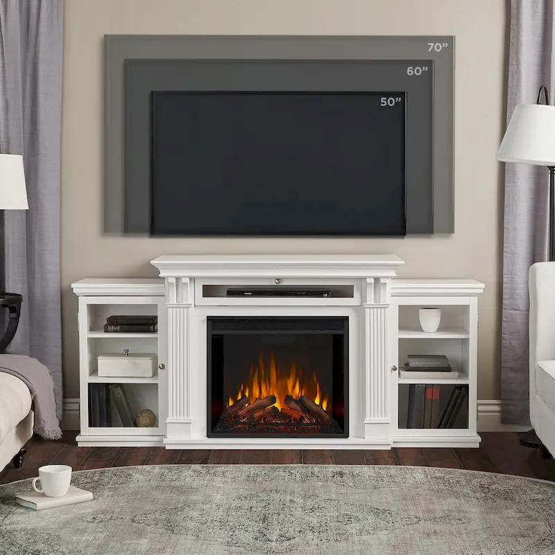 Calie 67  Electric TV Stand Fireplace in White by Real Flame