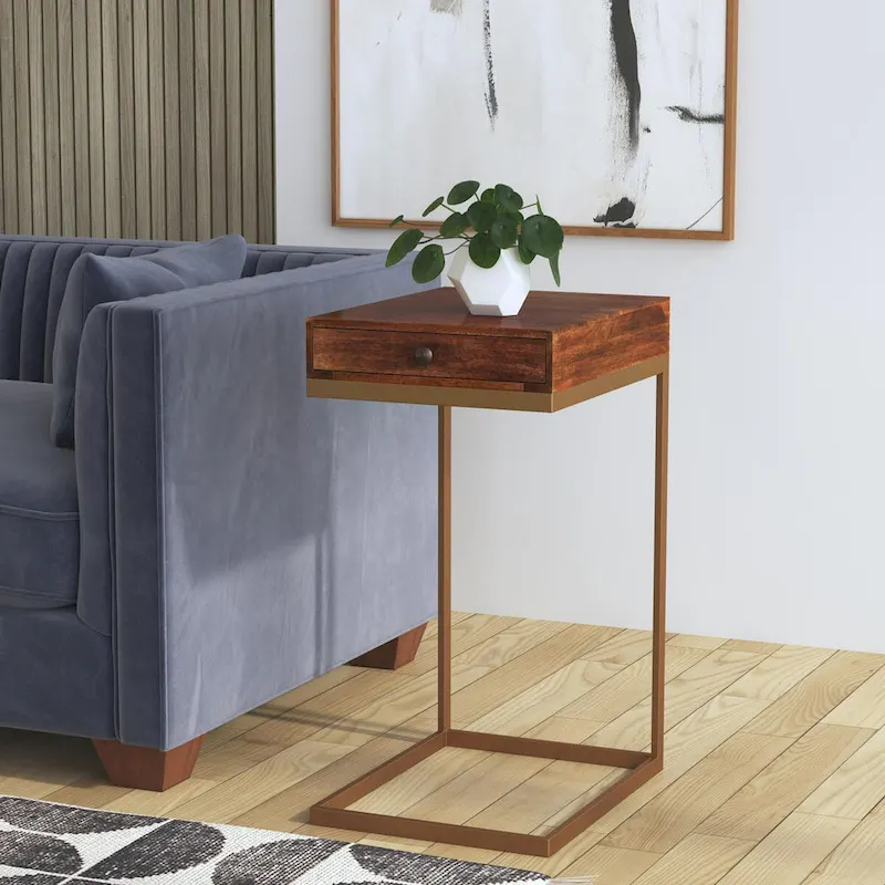Alec 1 Drawer C Shaped End Table