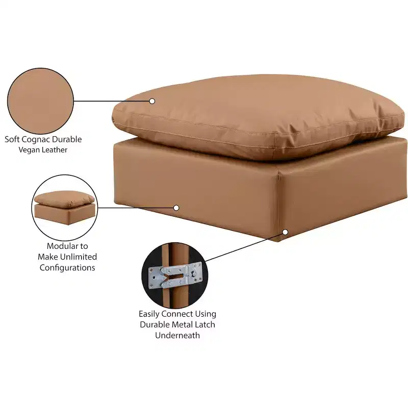 Meridian Furniture,Indulge Vegan Leather Ottoman