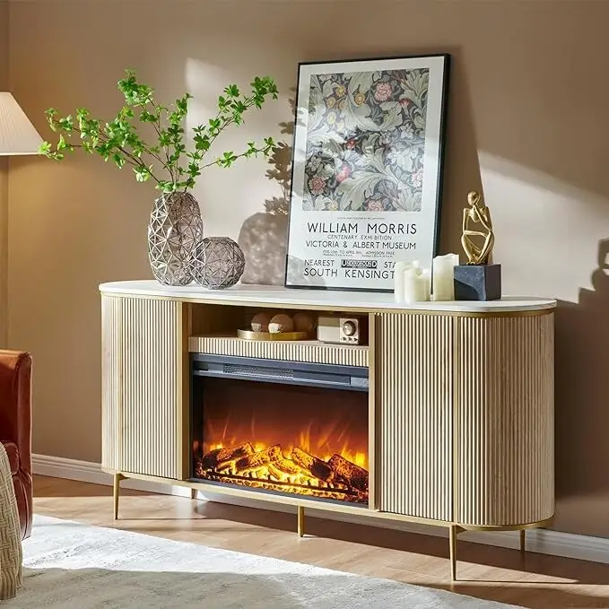 70  Modern Luxury Fireplace TV Stand, Entertainment Center, TV Console