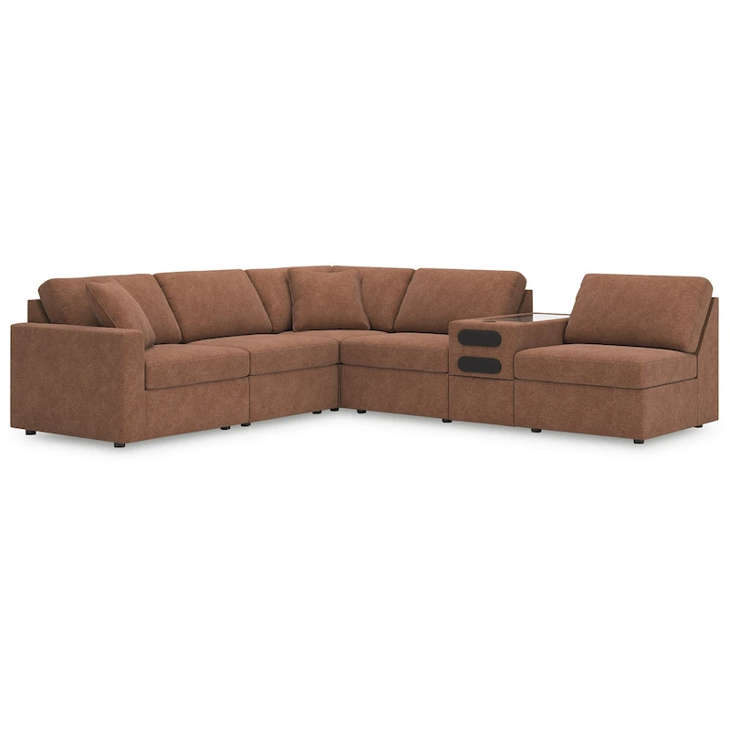 Signature Design by Ashley Modmax Orange 6-Piece Sectional with Audio Console - 139W x 86D x 36H