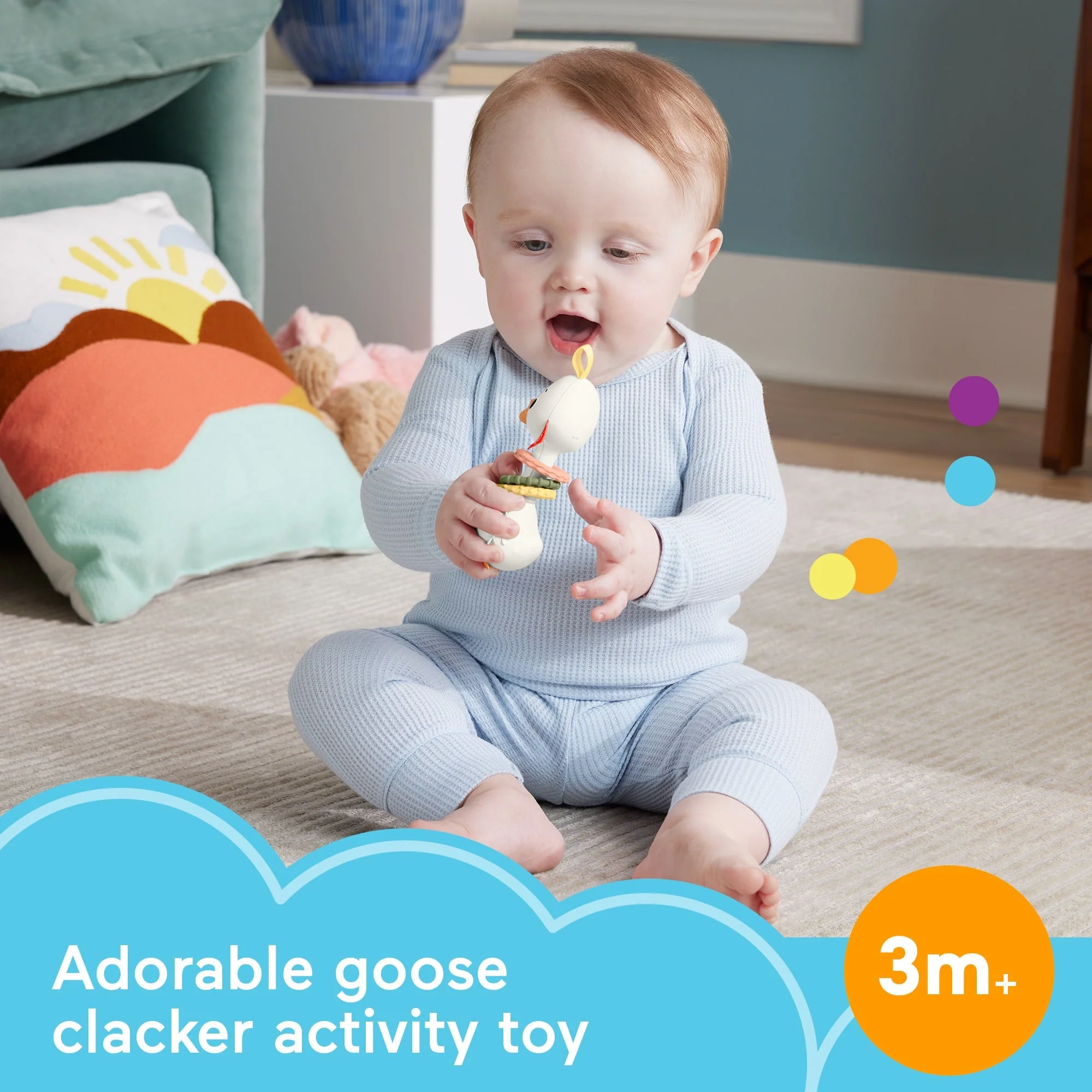 Fisher Price Clack & Quack Goose Baby Toy With Fine Motor Activity For Newborns