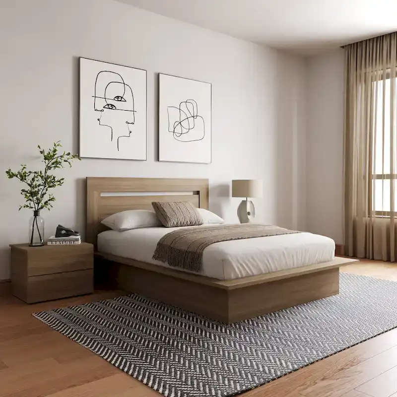 Malibu 4-Piece Bedroom Set with Bed, Headboard, and 2 Nightstands