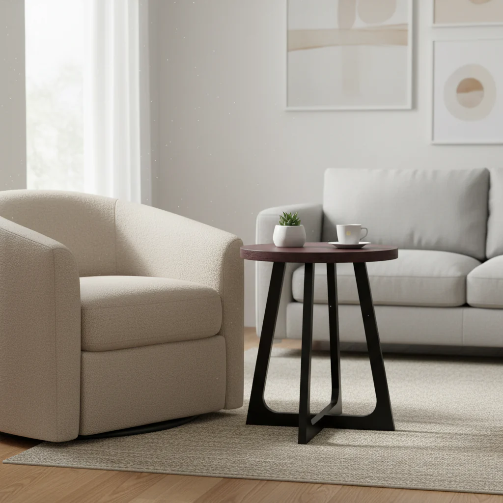 End Table 20 Inch Round Side Table Modern Living Room Small Coffee Table Nightstand