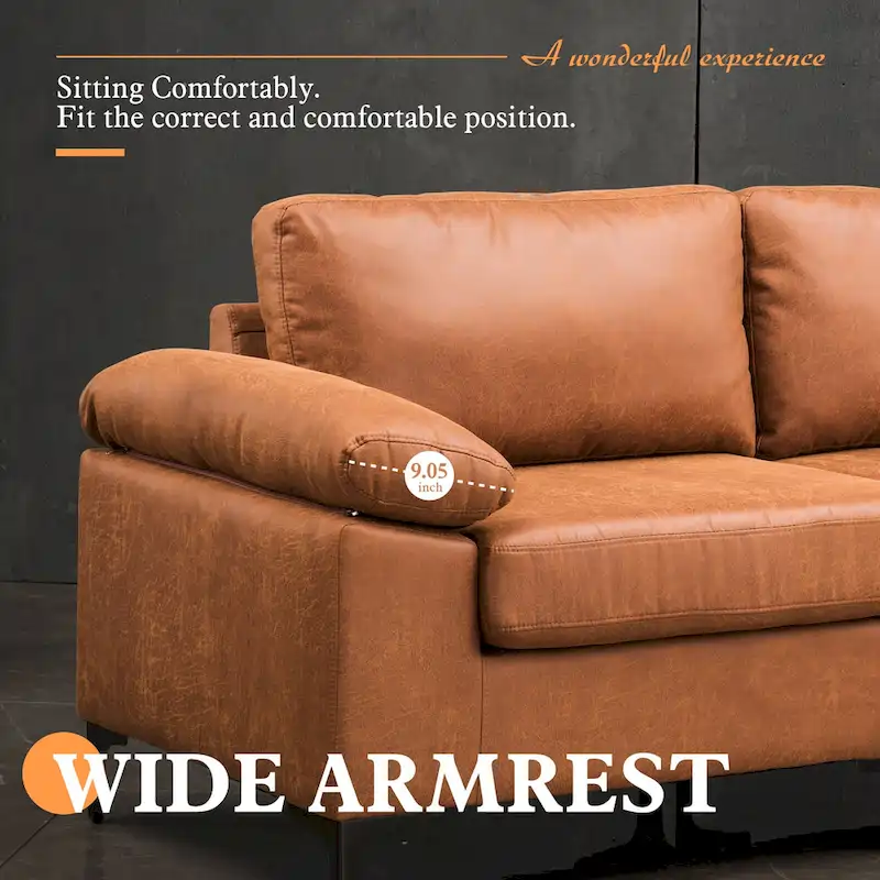 Brown Suede Reversible Chaise Sofa - 2-3 Seater