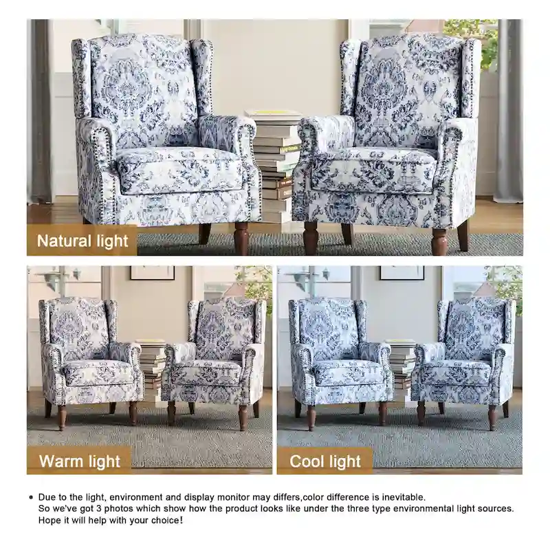 Traditional Nailhead Trim Armchair Accent Chairs Set of 2