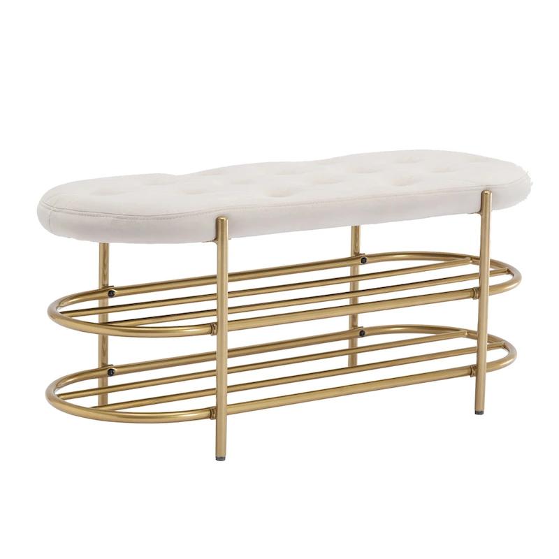 SEYNAR 40 Velvet Upholstered Living Room Bench with Double shoe rack