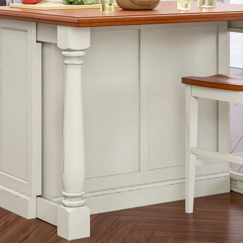 Off-White Wood Kitchen Island by - 48 x 36 x 25