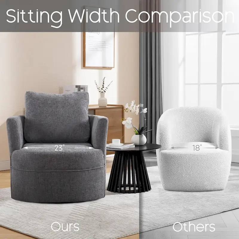 HOMYKA Swivel Accent Barrel Chair Round Arm Chair with Pillow