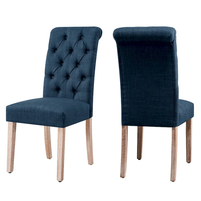 Subrtex(Set of 2)Linen Parsons Upholstered Button Dining Chair