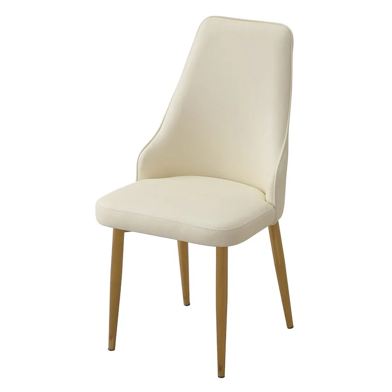 White PU Leather Dining Chairs - 2-Piece Set Metal Legs