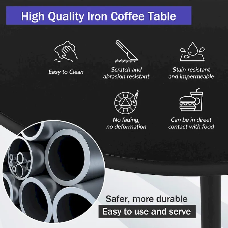 Iron Curved Sectional Sofa Set with Table and Cushions