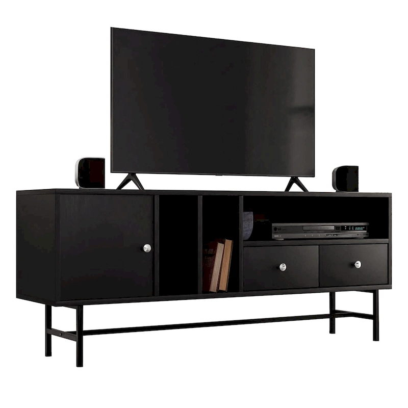 Rochester 2-Drawer 4-Shelf TV Stand Credenza with Iron Legs