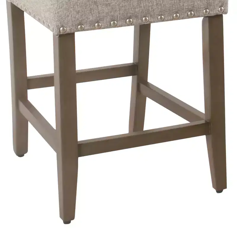 24 Upholstered Counter Height Barstool with Nailheads - HomePop