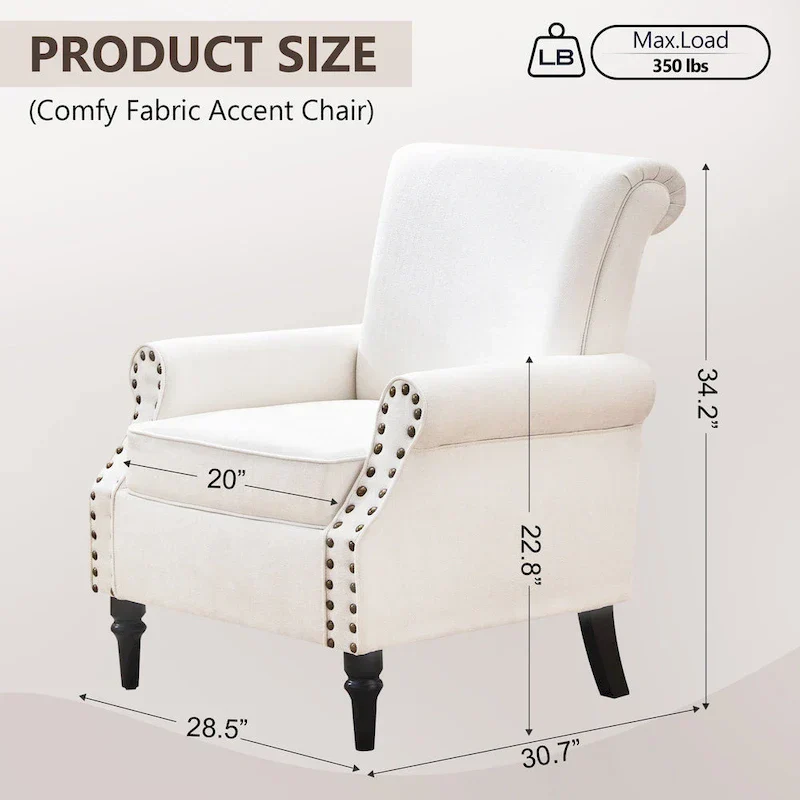 Classic Upholstered Accent Chair Set of 2