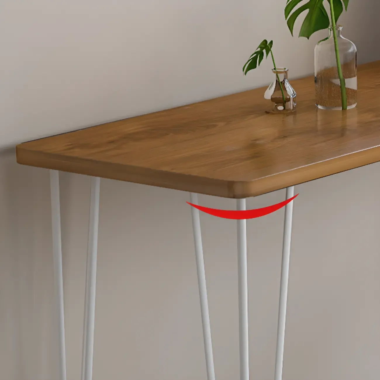 Sleek Modern White Bar Height Table Wood Top Metal Base