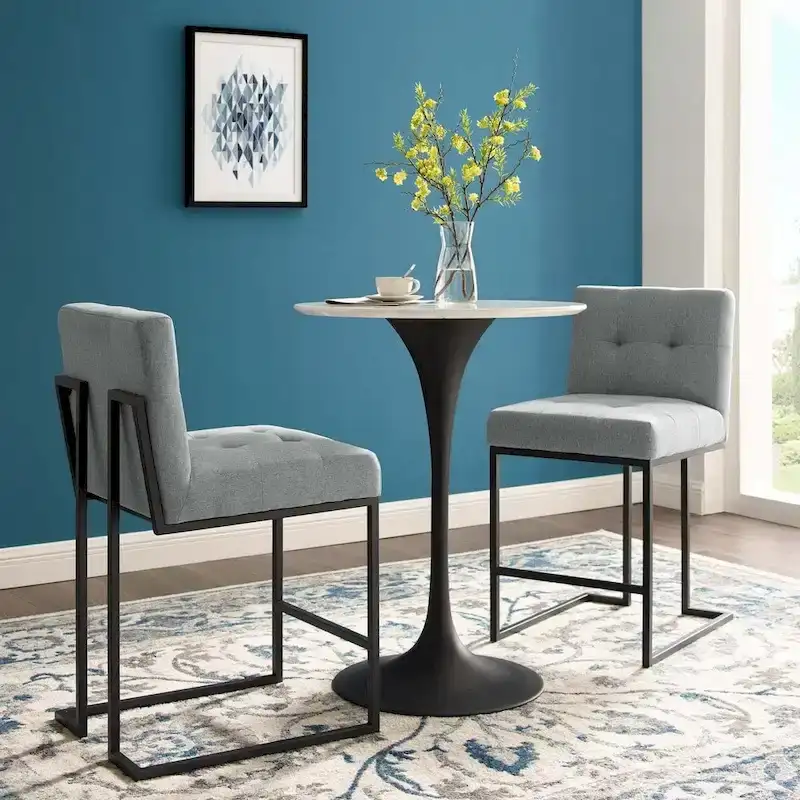 Kampbo Black Stainless Steel Upholstered Counter Stool (Set of 2) - N/A