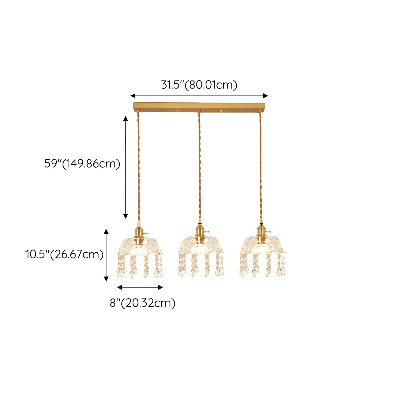 Elegant Glass-Crystal Gold Island Pendant Lights