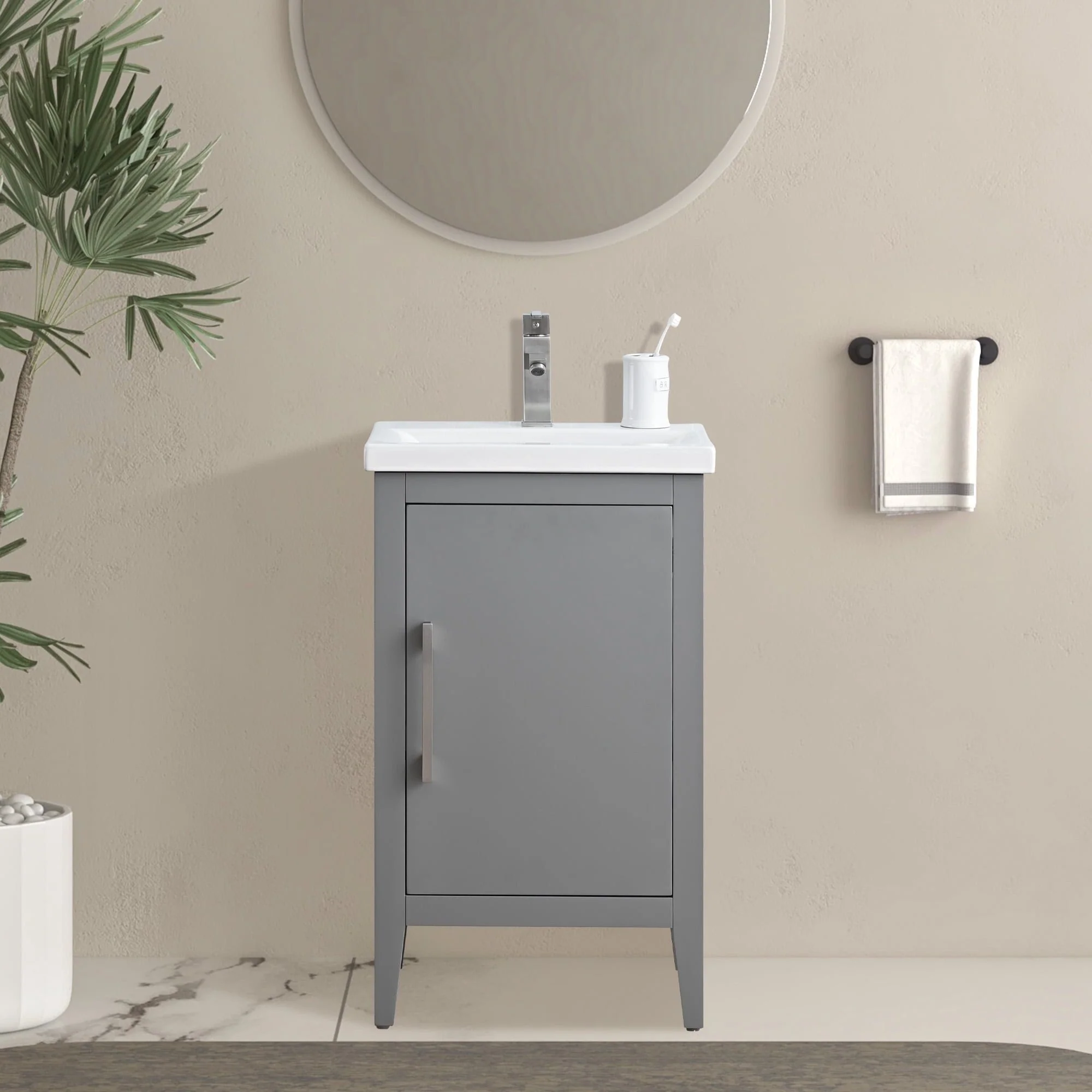 Vanity Art 20 or 24 or 30 Single Sink Bathroom Vanity Cabinet with Ceramic Top