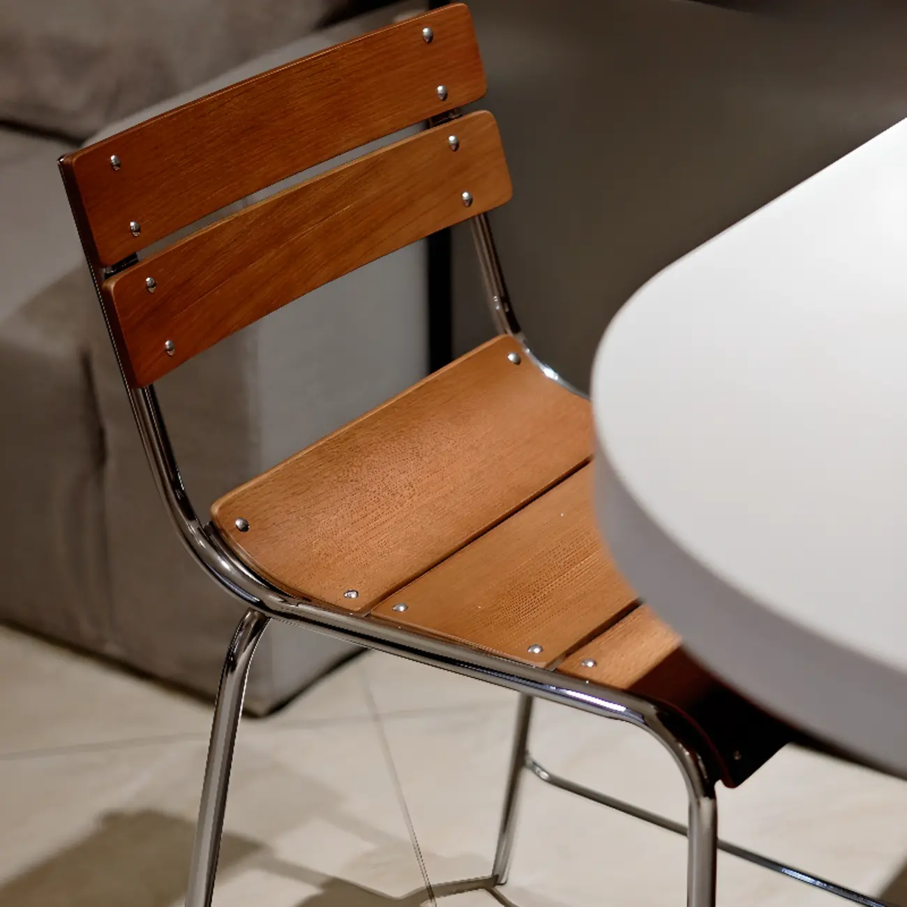 Industrial Brown Wood Rectangle Stackable Bar Stools with Back