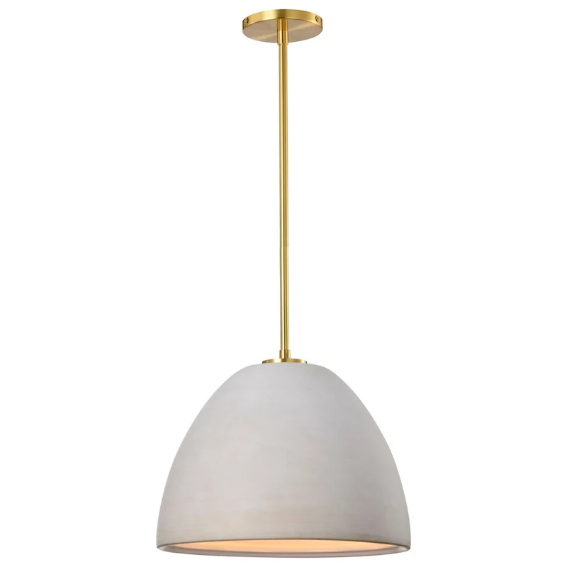 Collins 14 Inch Pendant with White Ceramic - Brushed Brass