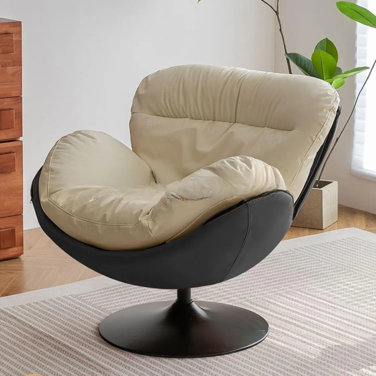 Simple Modern Cat-Resistant Leather Swivel Accent Chair