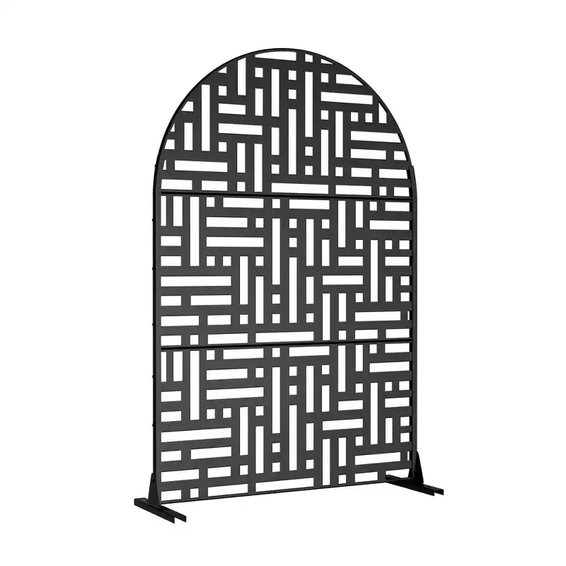 Helen Street 01 Black Arched Galvanized Steel Screen 183x120x40cm