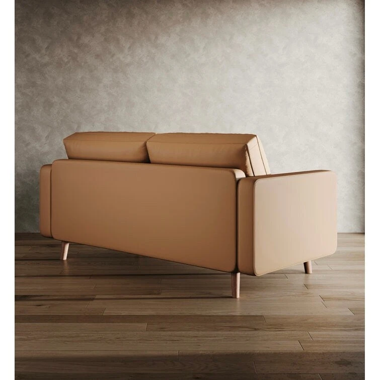 Stateside Mid-Century Square Arm Leather Covered Loveseat Sofa 59