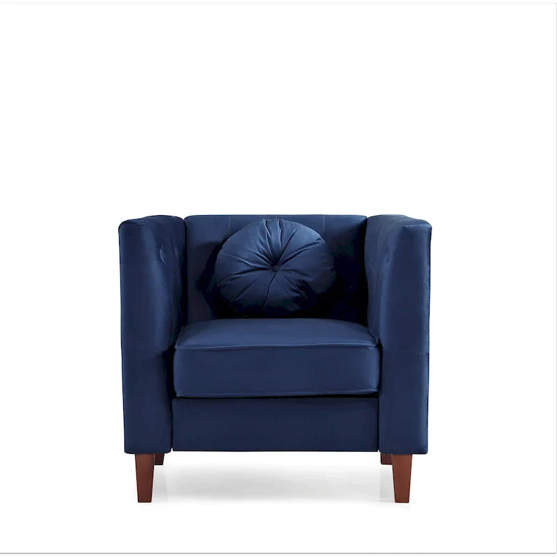 US PRIDE FURNITURE Velvet Classic Chesterfield Chair with Wood legs