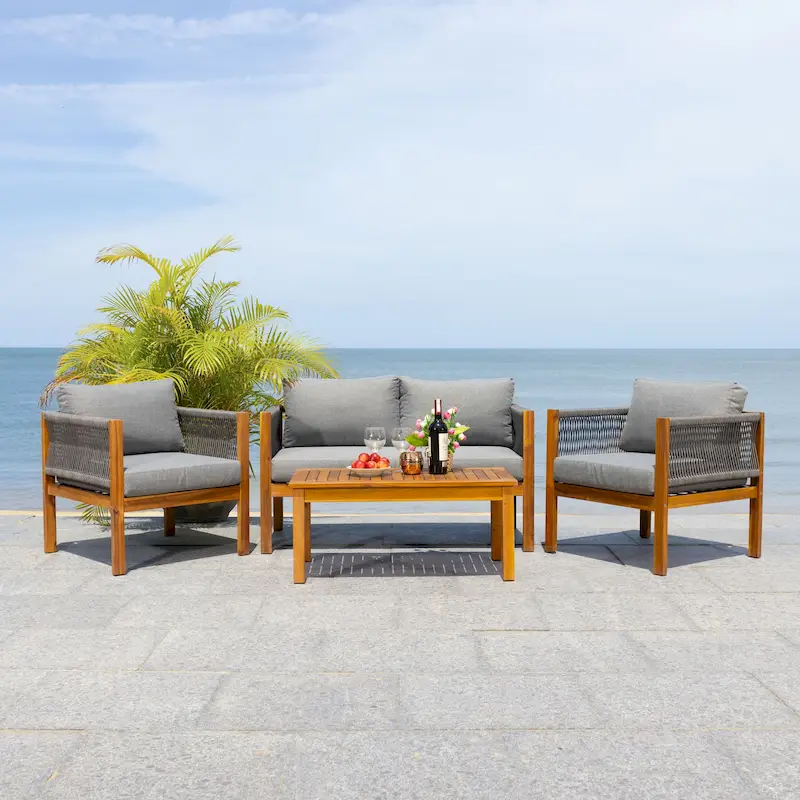 SAFAVIEH Outdoor Hilda 4-Piece Patio Living Set - 49Wx26Dx25H