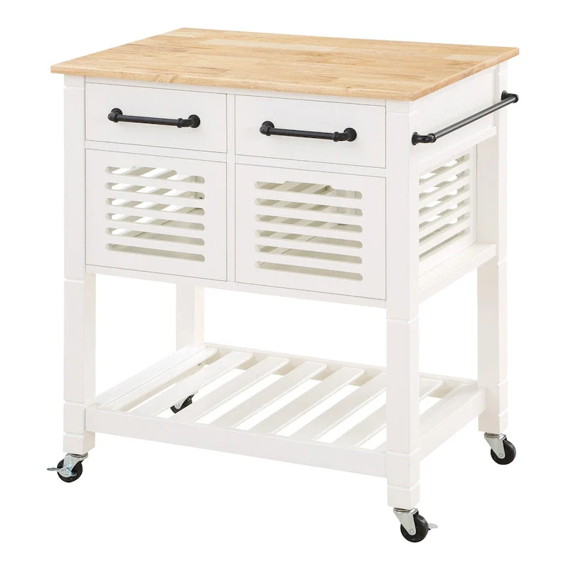 Kitchen Cart with Granite Top and Storage Drawers