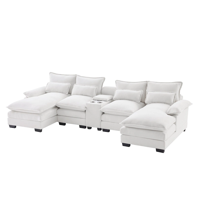 Modern U-shaped Cloud Sectional Couch, Convertible Sleeper Couch