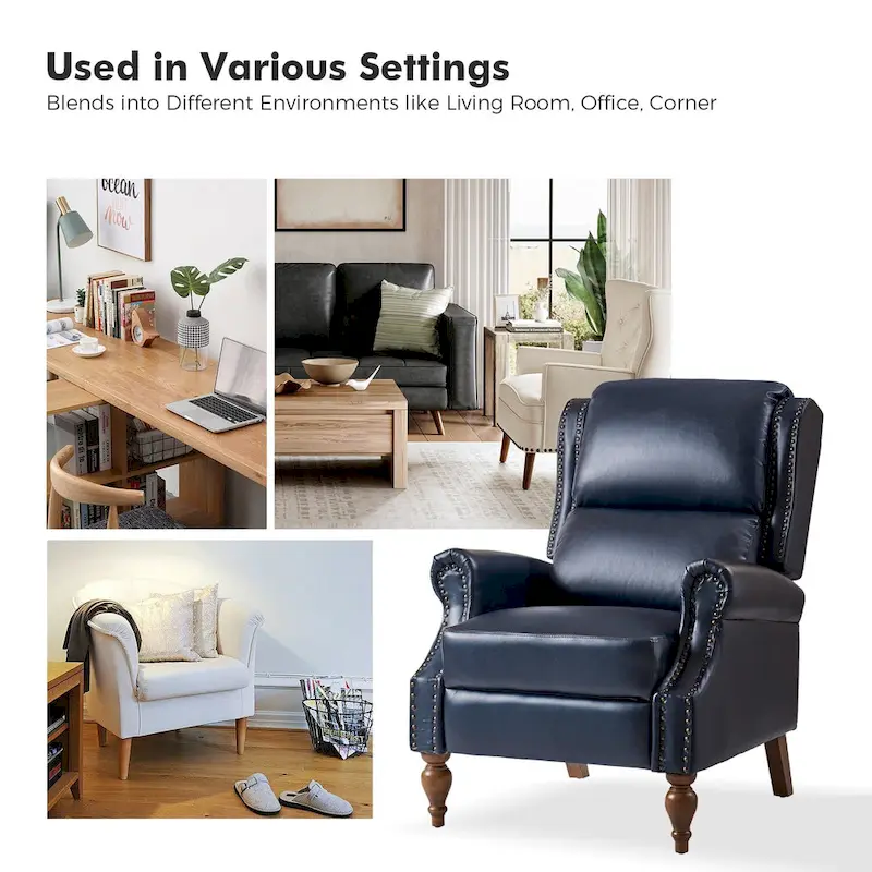 Terri Traditional Vegan Leather Manual Push Back Recliner Set of 2 by HULALA HOME