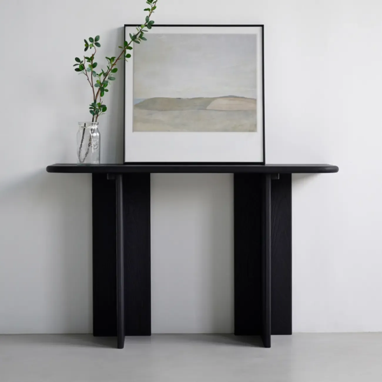 Modern Rectangle Black Ash Console Table