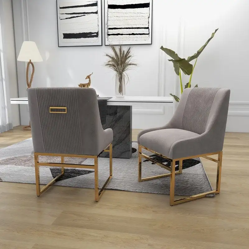 SEYNAR Contempoary Velvet Dining Chair with Metal Frame Legs, set of 6