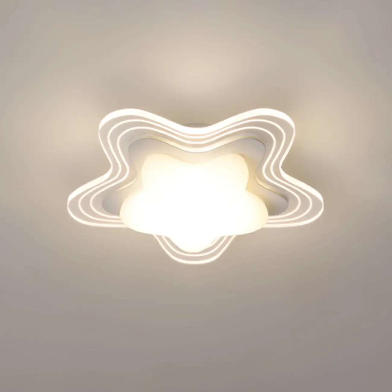 Mini White Artistic Flower Shade Flush Ceiling Light Dimmable