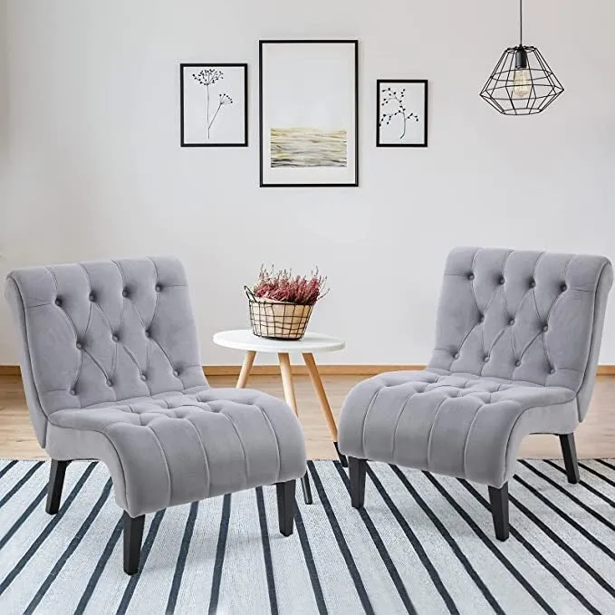 Set of 2 Armless Accent Upholstered Lounge Chair