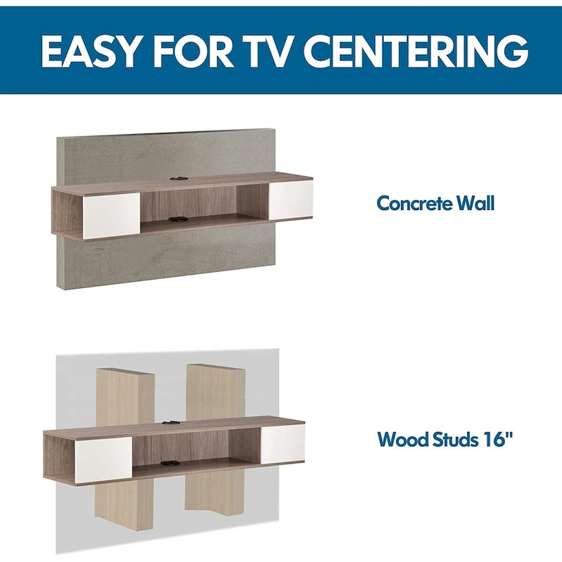 FITUEYES Floating TV Stand Wall Mounted Entertainment Center Media Console Wood Wall TV Shelf, Gray &Creamy White