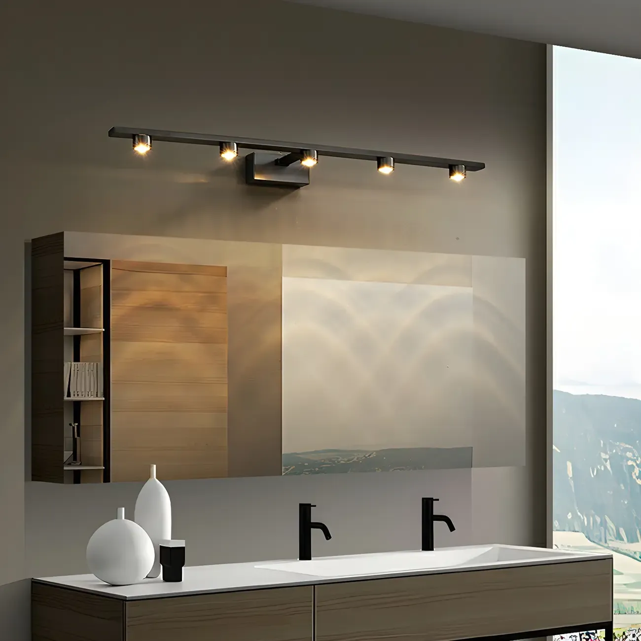 Classic Metal Tube LED Vanity Light with Shade for Bathroom