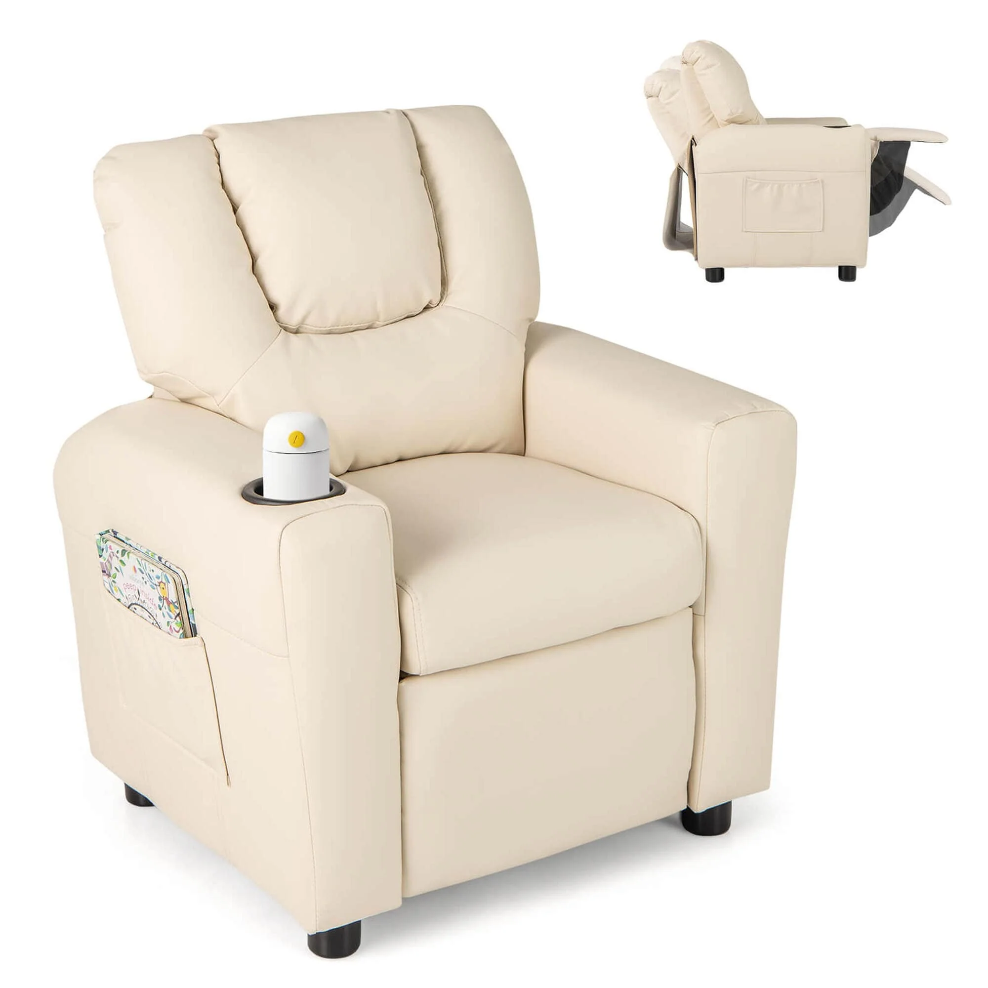 Costway Kids Recliner Chair with Cup Holder  Side Pocket Adjustable